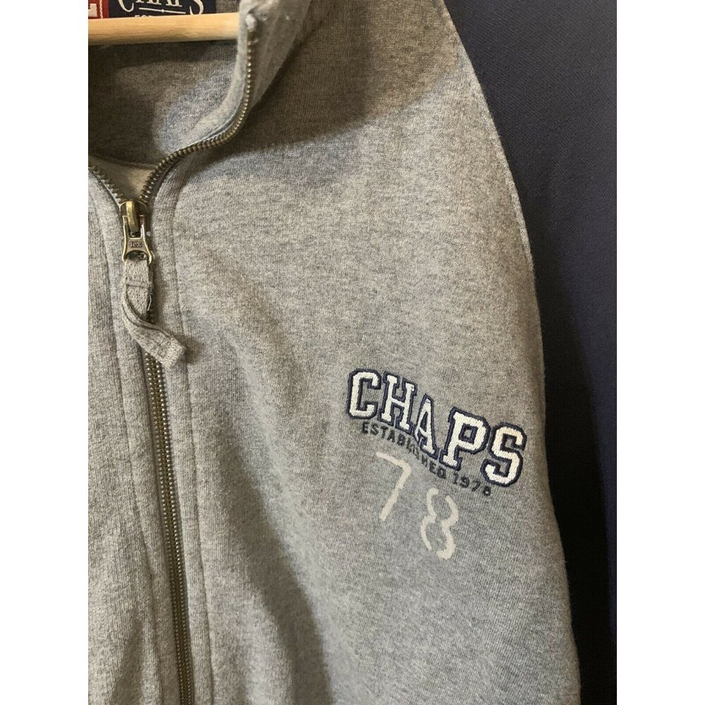 Chaps Ralph Lauren Full‎ Zip Jacket Men’s Sz XL Gray Blue Heavy 1978